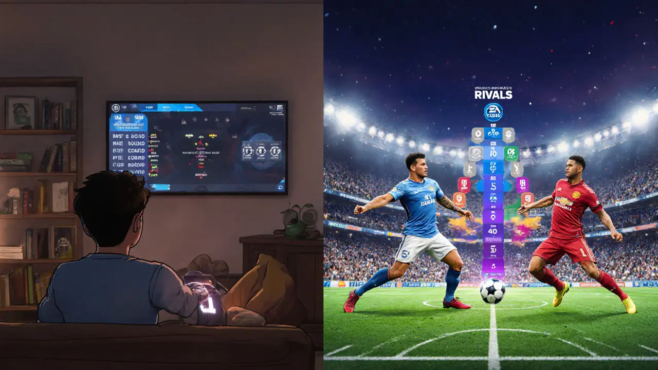 Новичок играет против ИИ в Squad Battles, опытный игрок соревнуется в Rivals — два мира Ultimate Team.