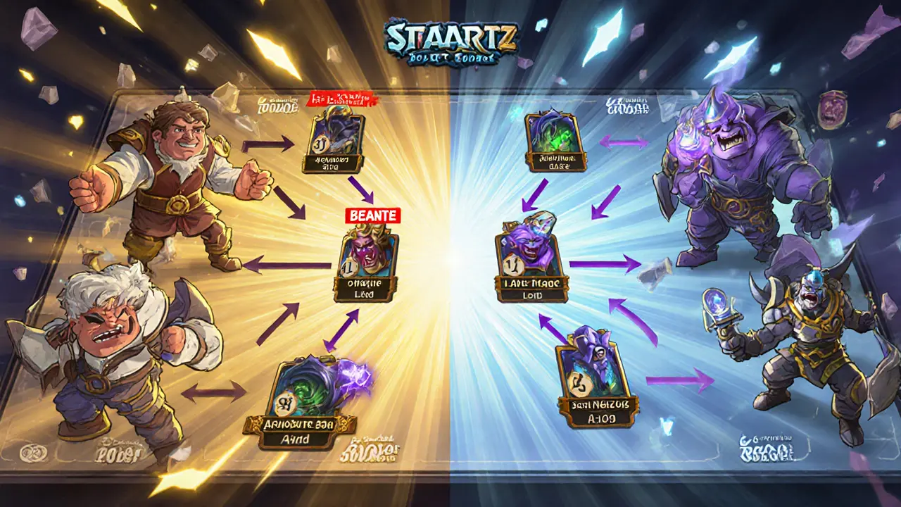 Сравнение хаотичного и синхронизированного драфта с визуальными связями между банами и пиками.