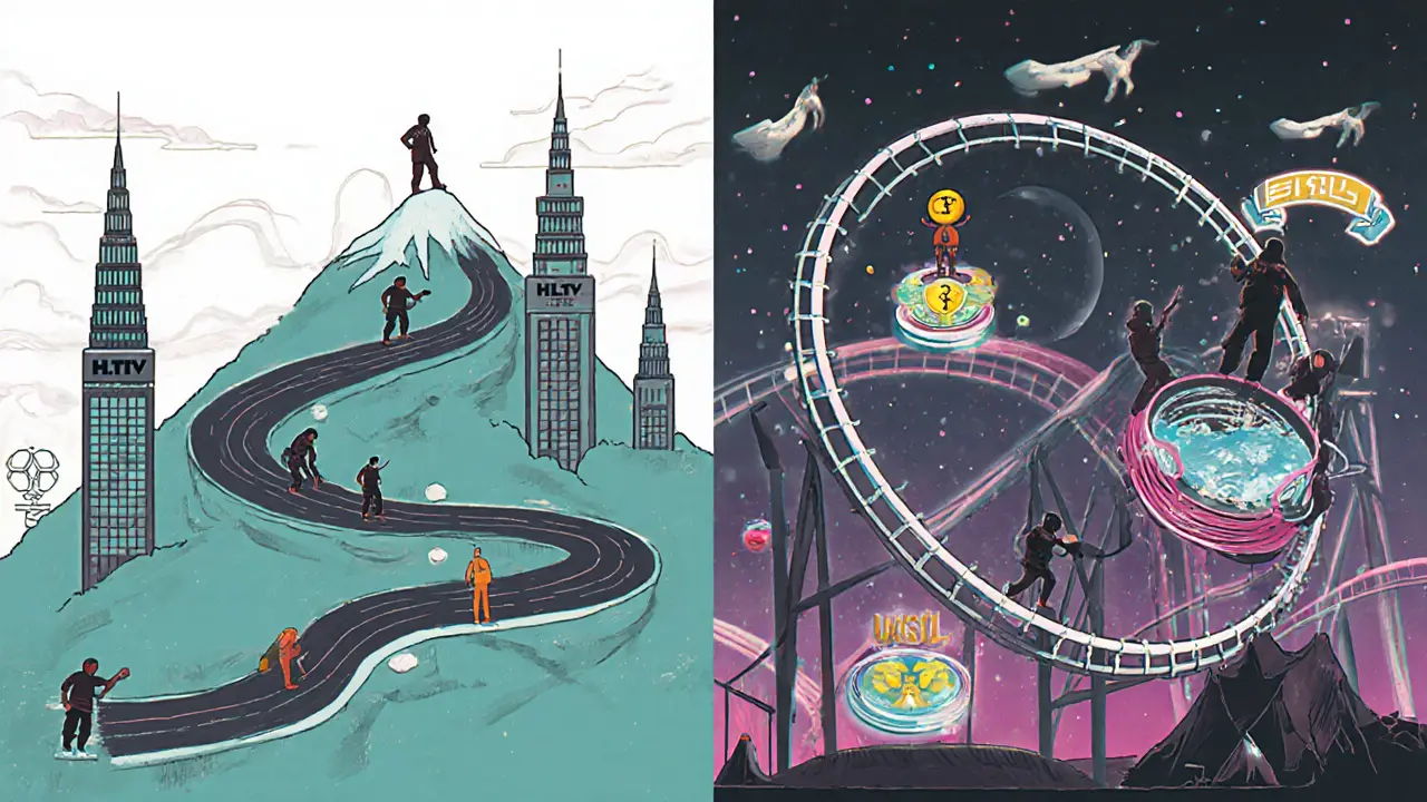 Путь игрока к топу: одна дорога — медленная и стабильная, другая — бурная и непредсказуемая, с изменяющимися командами.