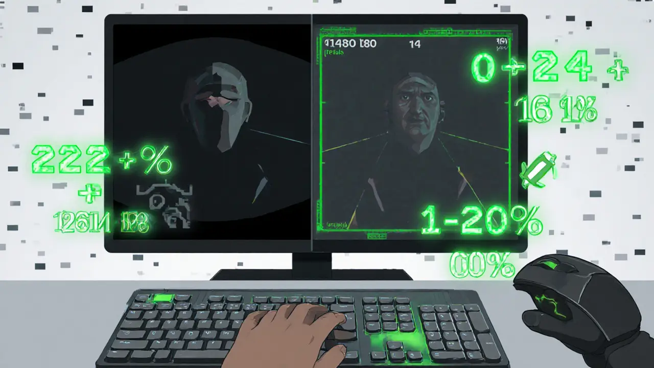 Сравнение двух игровых разрешений: 1440×1080 с крупными врагами слева и 1080p с мелкими целями справа.