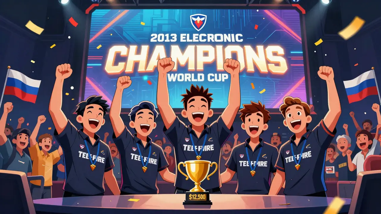 Команда Team Empire празднует победу на турнире ESL 2013 года.