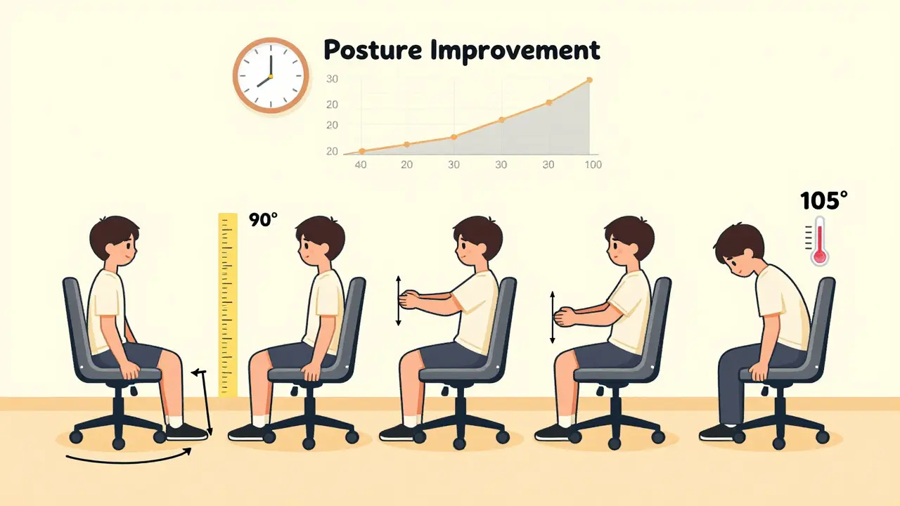 Пошаговая настройка эспорт-кресла: позы тела, высота, наклон спинки и положение подлокотников.