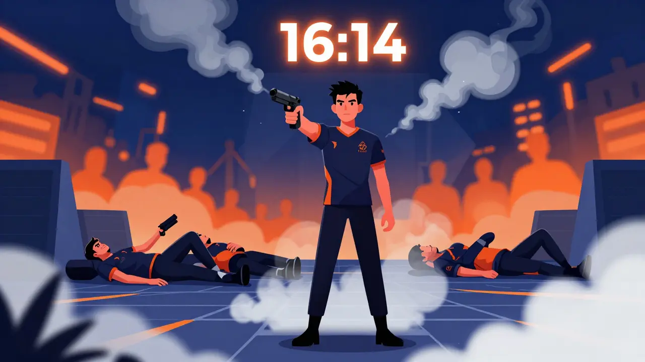 Тарик в решающий момент финала на карте Mirage побеждает FaZe Clan.