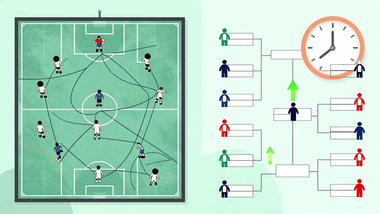 Сравнение хаотичного кругового турнира и упорядоченной швейцарской системы с указанием времени.