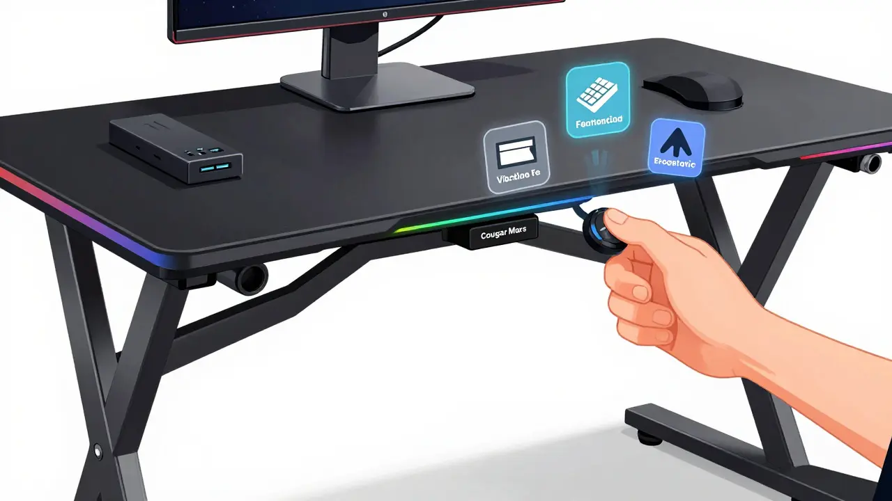 Детальный обзор премиум-игрового стола с устойчивыми ножками, скрытыми кабелями и регулировкой высоты.
