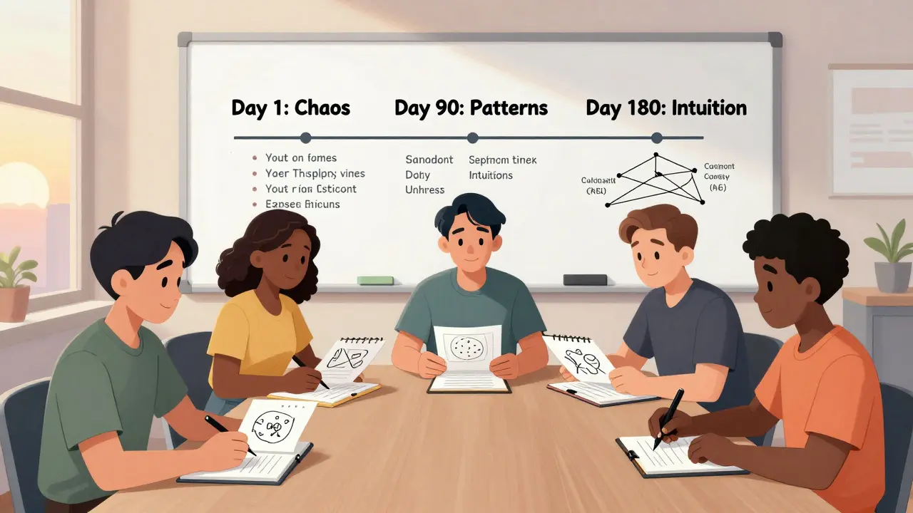 Команда киберспортсменов вместе анализирует игровые паттерны и строит стратегию на доске.