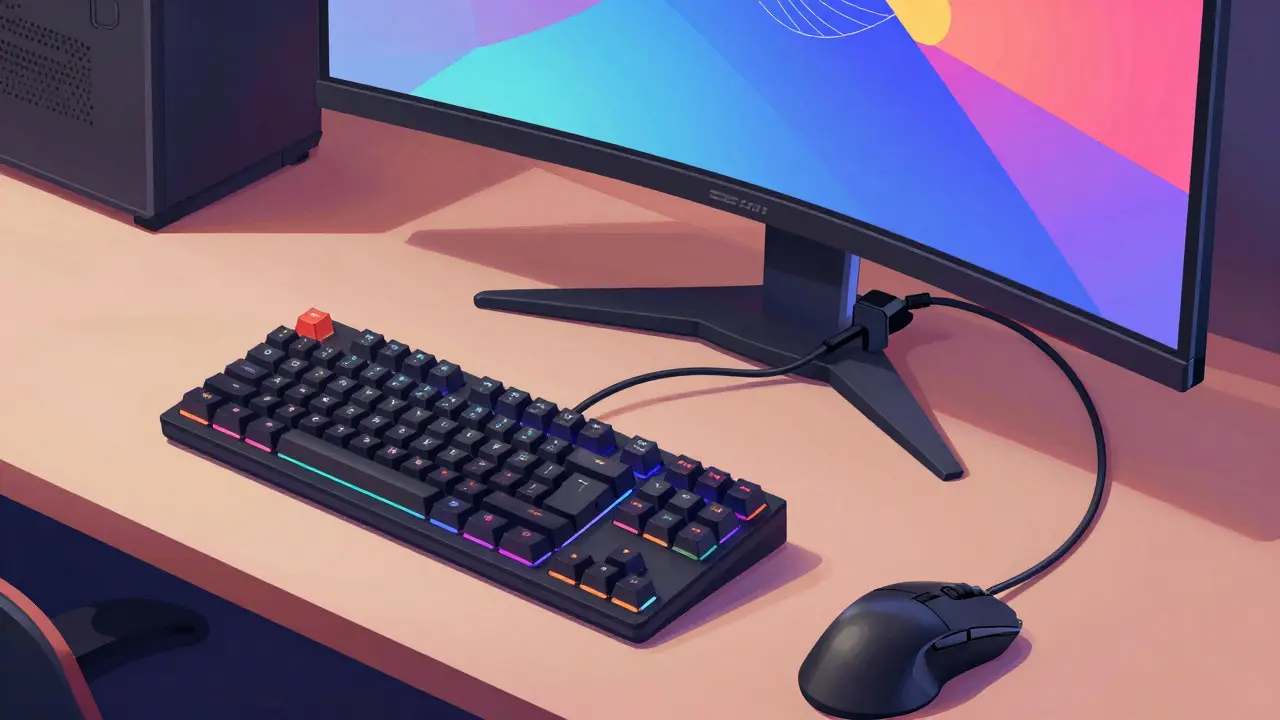 Организованное рабочее место геймера с устройствами