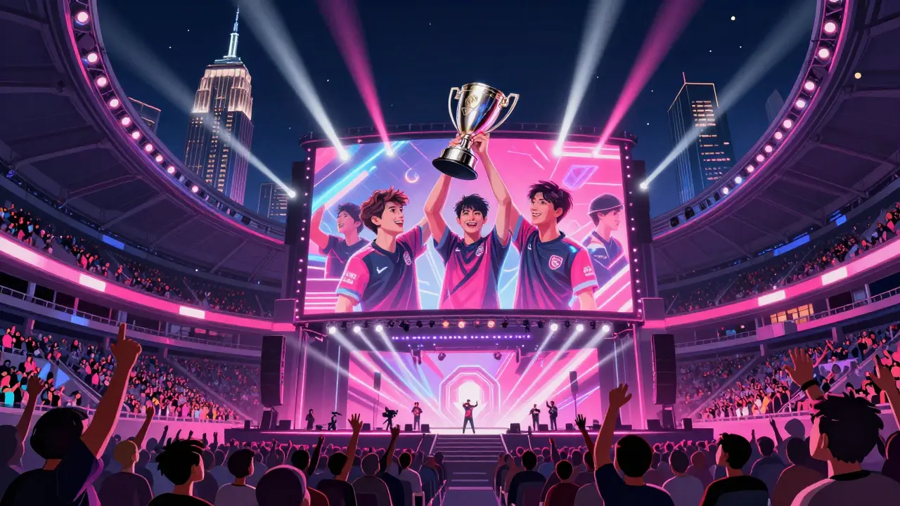 Грандиозный стадион в Нью-Йорке с триумфатором киберспортивного турнира