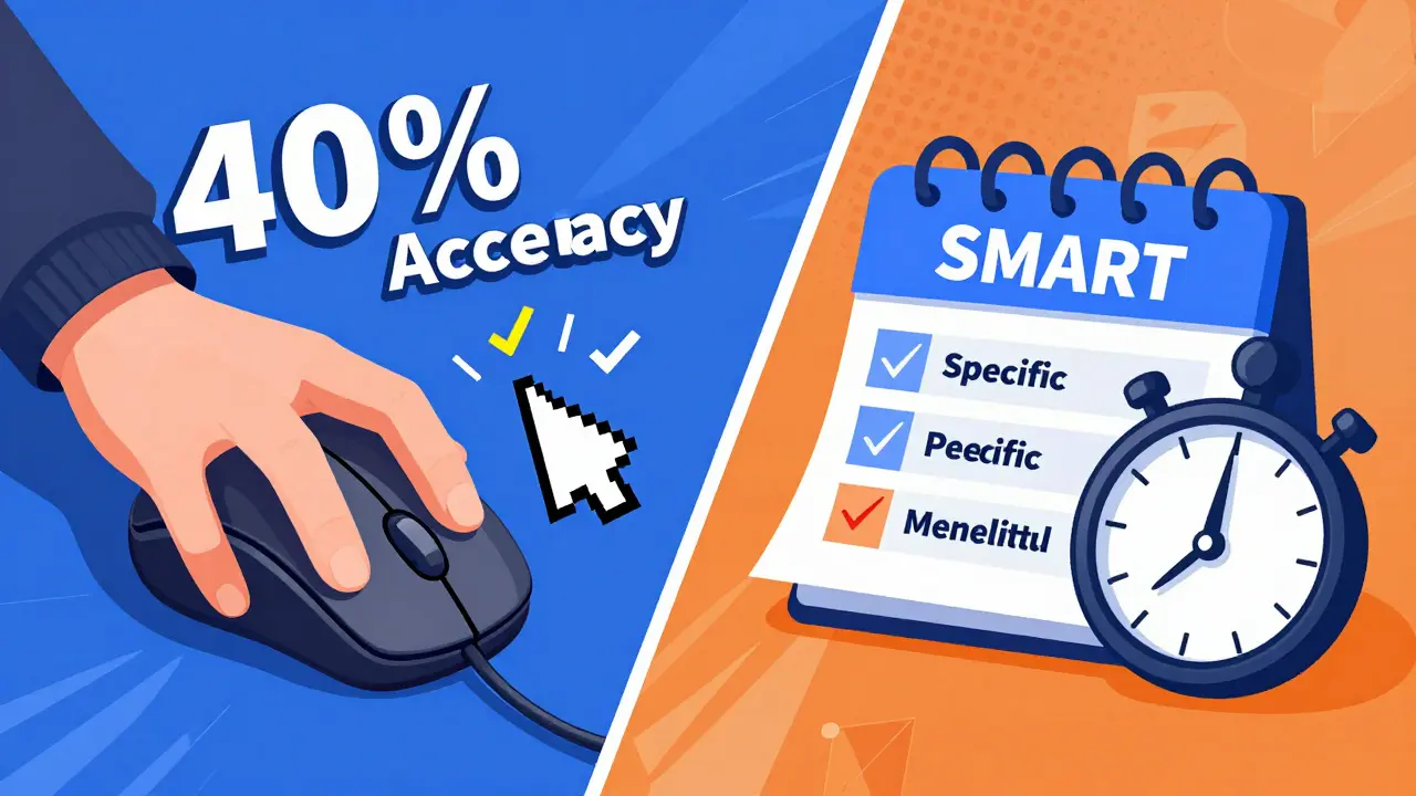 Иллюстрация принципов SMART: точность кликов, сроки и измеримые цели в киберспорте