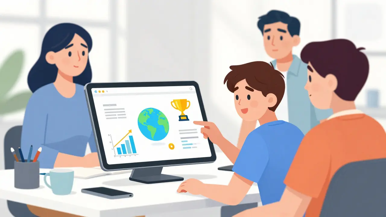 Подросток показывает родителям бизнес-план развития в киберспорте