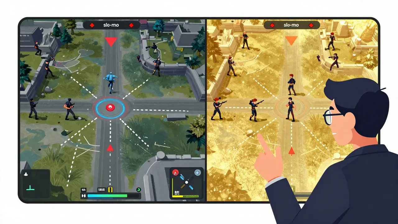 Сравнение ошибочной игровой позиции с идеальным действием профессионала