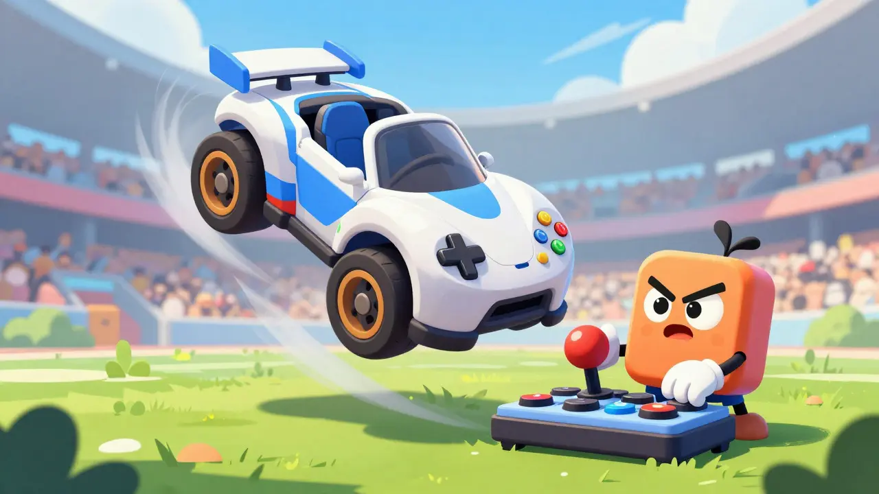 Геймпад управляет машиной в Rocket League, клавиатура пытается догнать