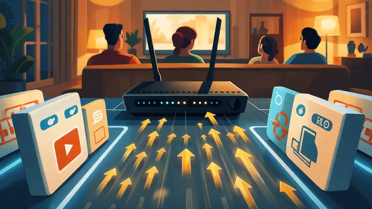Иллюстрация приоритизации игрового трафика роутером через функцию QoS